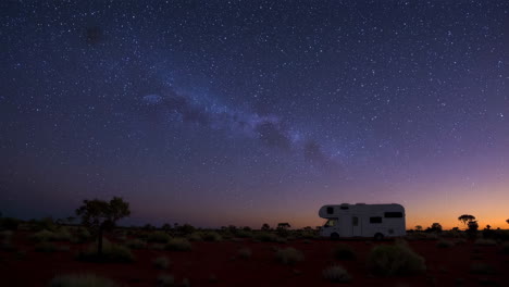 stargazing in the desert with a campervan