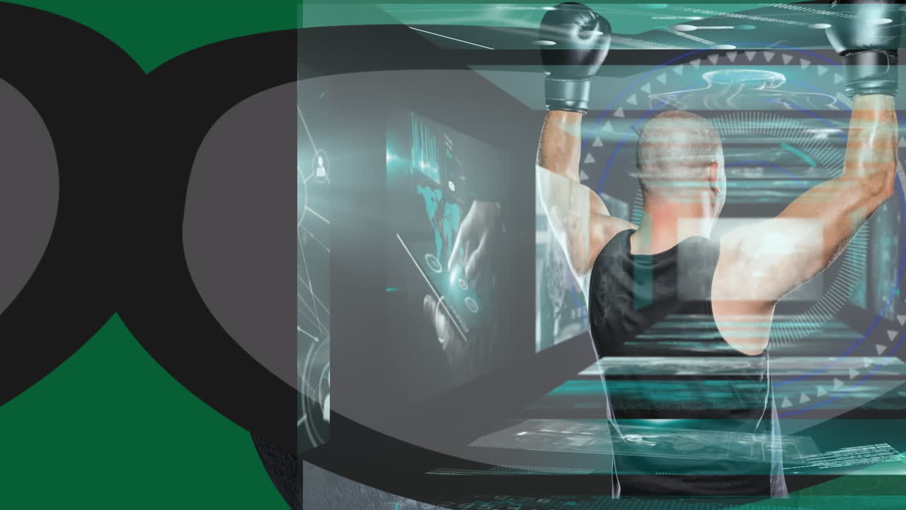 구름과 도시 풍경 위에서 사업가의 악수 애니메이션