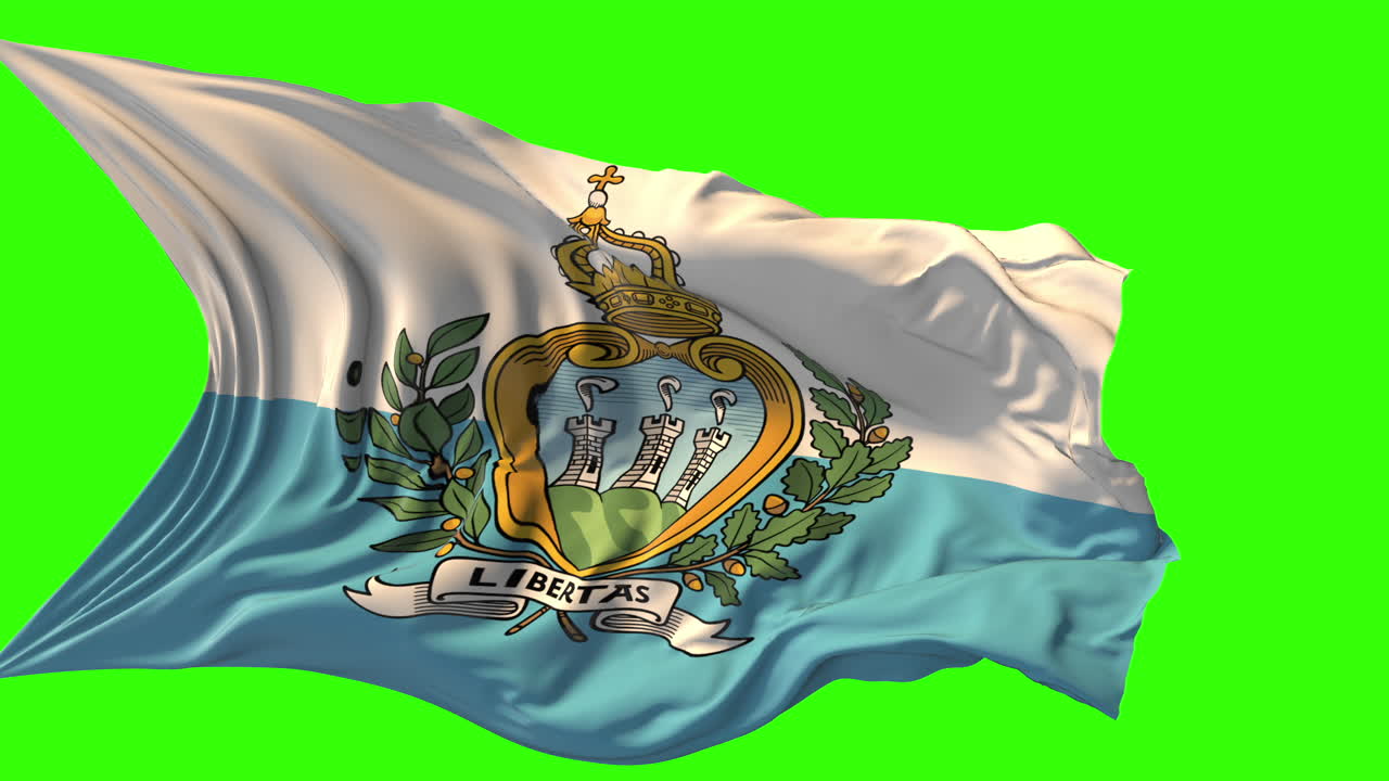 Waving Flag of San Marino on Green Screen