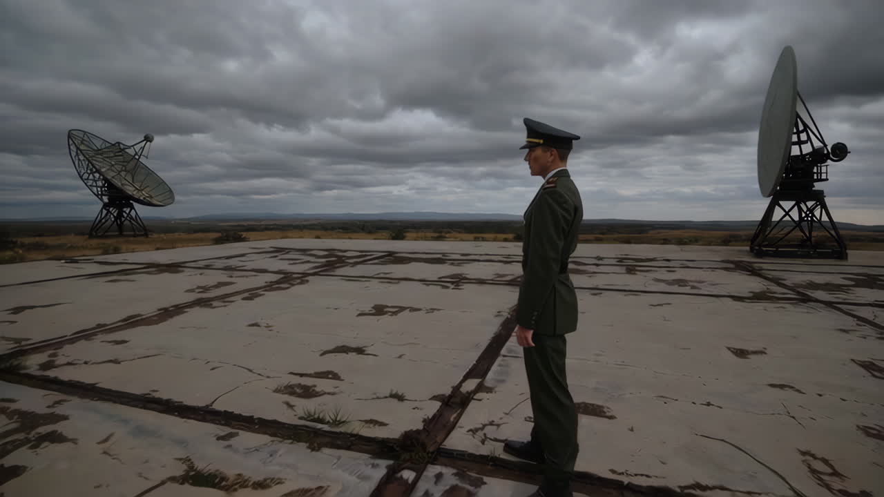 Military Officer at an Abandoned Satellite Dish Station