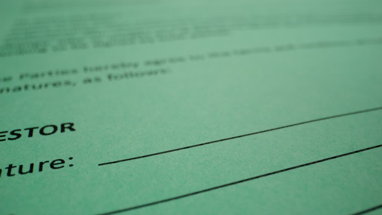 Signing a contract or form