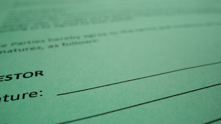 Signing a contract or form