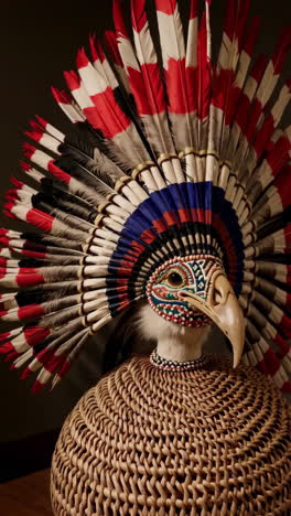 colorful native american headdress and basket display