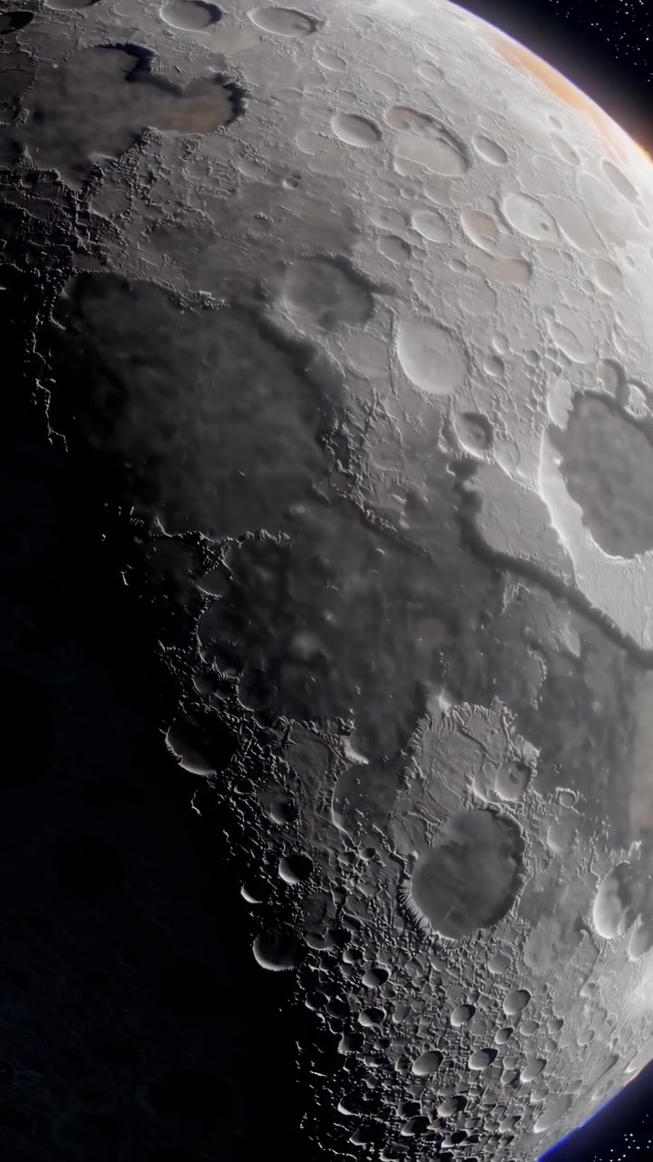 Vista Detalhada da Superfície Craterada da Lua Girando no Espaço