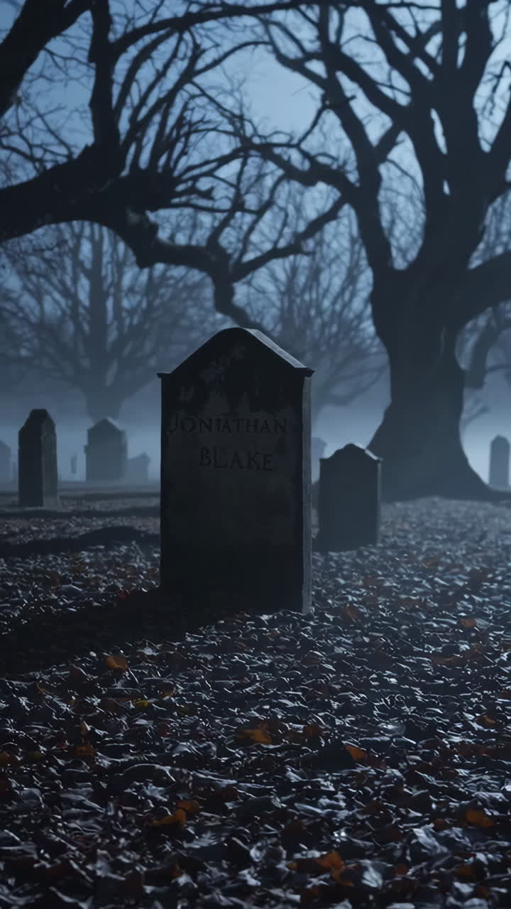 Foggy Graveyard at Night