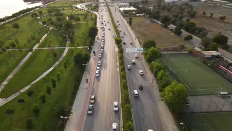 Drone-Aerial-View-Coastline-Road-Traffic