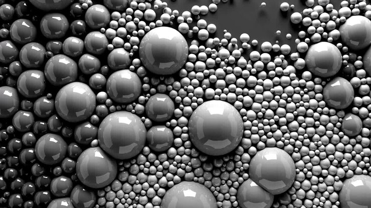 4k 3d animation of spheres and balls in a organic motion background. Top view of bubbles paint
