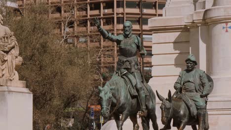 don quijote monument at plaza de espanya in madrid - a popular square