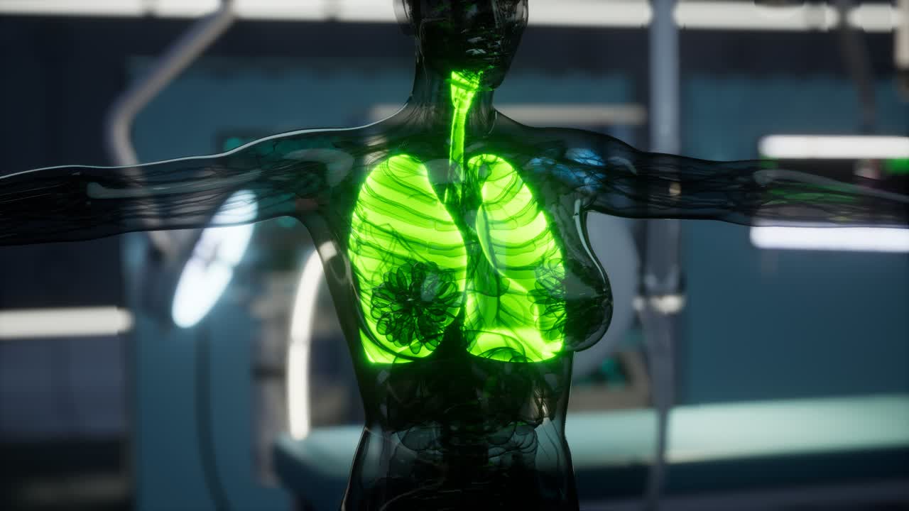 examen radiológico de pulmones humanos en laboratorio