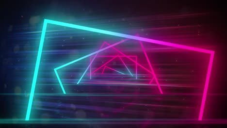 animación de túnel brillante geométrico con líneas horizontales en el fondo