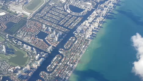 aerial view of miami coast from an airplane