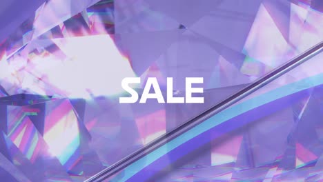 Animation-of-sale-text-over-glowing-crystals