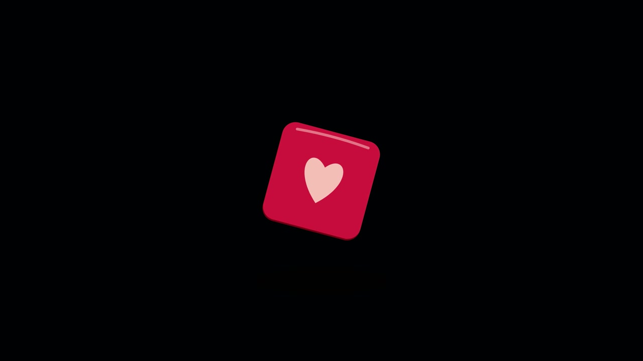 3D Floating Red Heart Icon on Black Background
