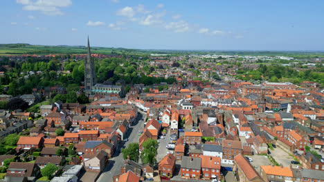 Aerial-view-showcases-Louth,-a-medieval-town-in-Lincolnshire