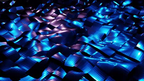 stylish dark abstract low poly background in 4k. abstract waves move on glossy metallic surface in loop. smooth soft seamless animation. simple minimalistic geometric bg. blue color