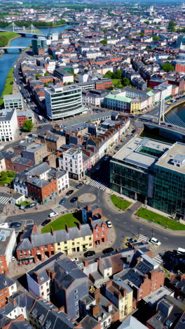 aerial view of a city center in ireland