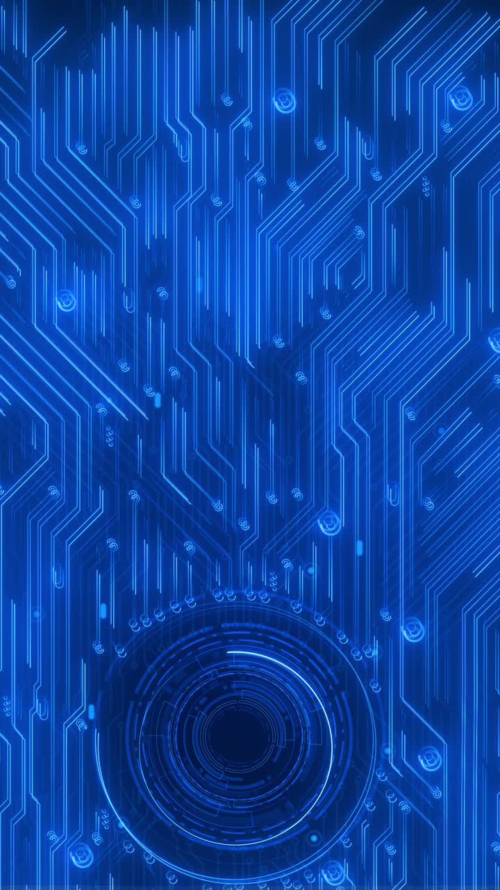 Futuristic motherboard design electric blue circuits deep cyber technology digital abstract