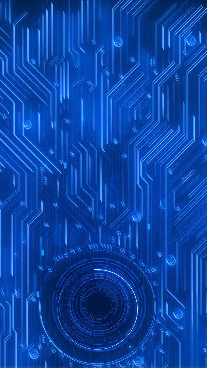 Design futuristico di scheda madre, circuiti blu elettrico, tecnologia cibernetica avanzata, astratto digitale