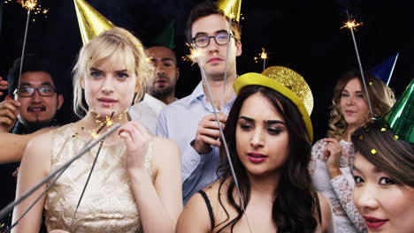 mixed race group of friends celebrating independence day slow motion party photo booth