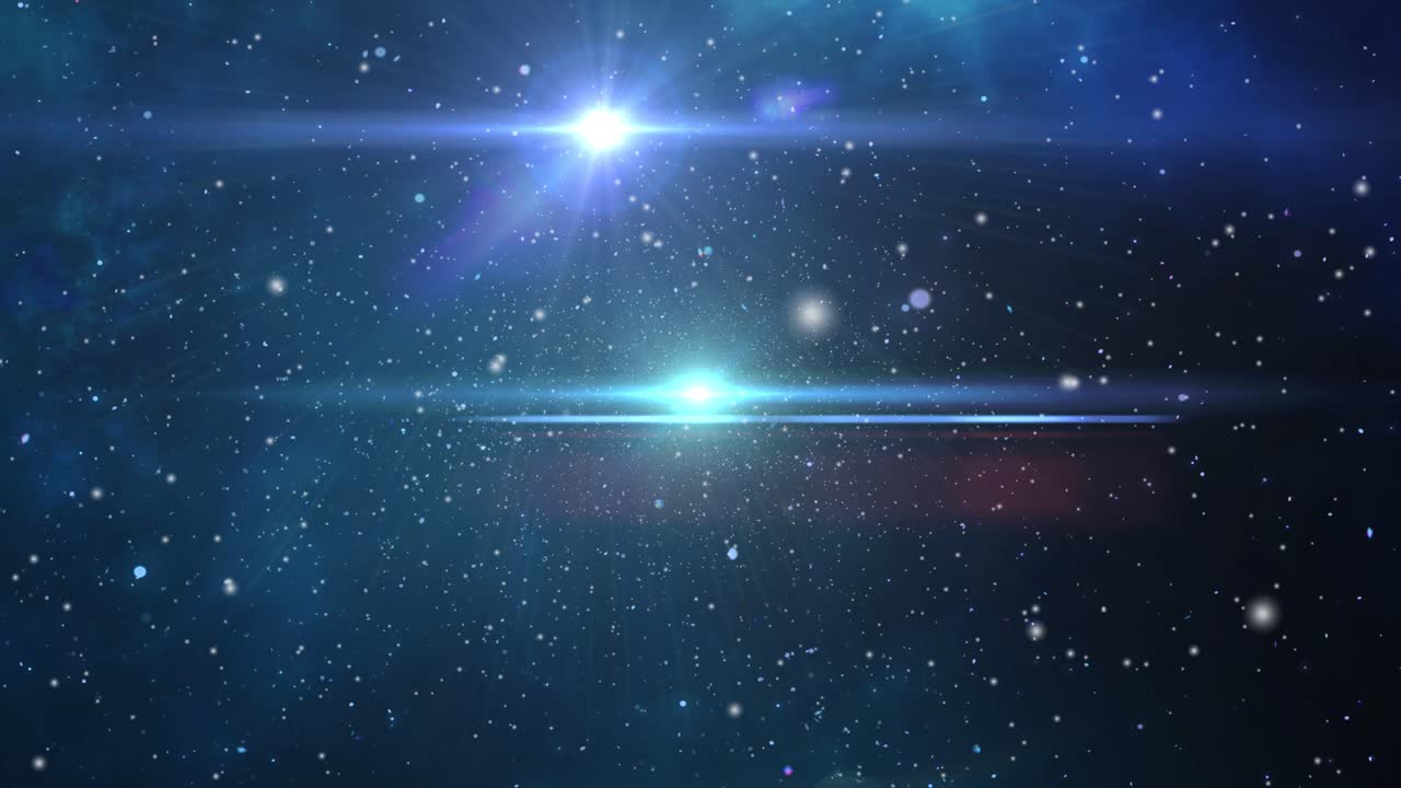 우주에서 움직이는 밝은 빛의 모습