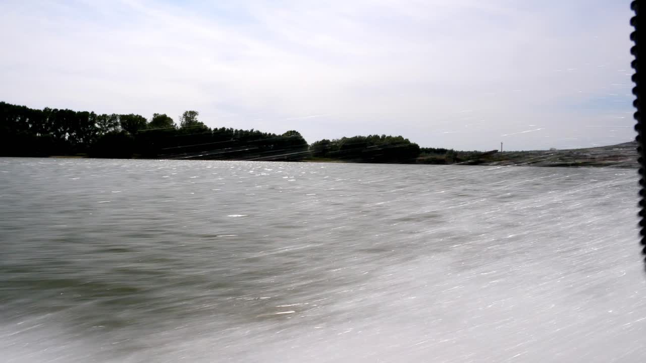 Speedboat ride on a calm river