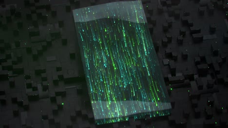 linee verdi luminose sotto il liquido di raffreddamento ciclo senza cuciture animazione di rendering 3d