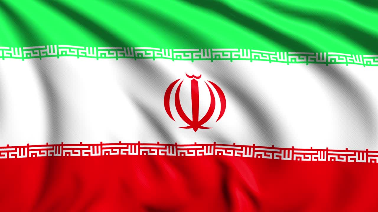 bandera de irán con estructura de tela en el viento (loopable)