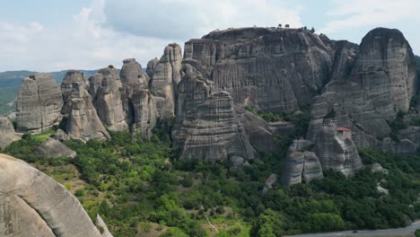 meteora mountains in thessaly, greece mainland - aerial 4k