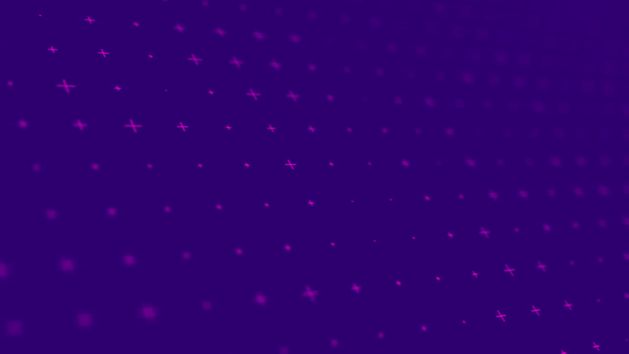 fondo púrpura pulsante cruces de estrellas rosadas crecen brillo y parpadeo, bucle