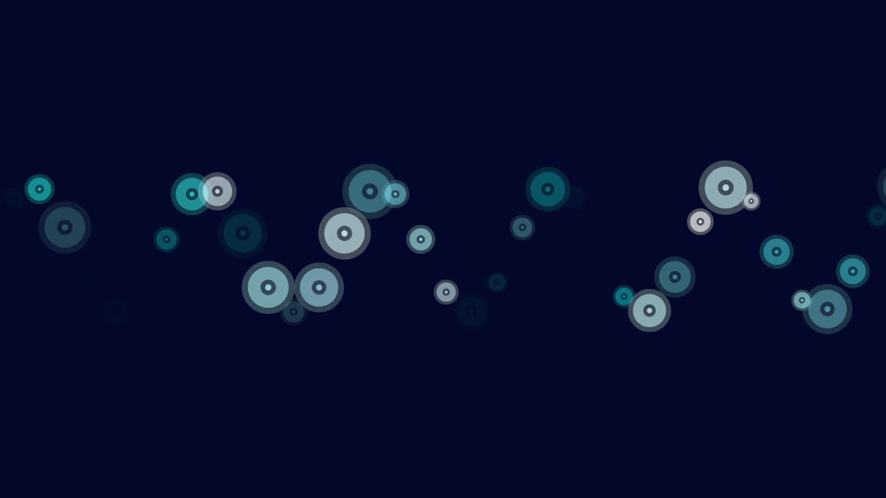 Abstract composition floating green circles on dark background