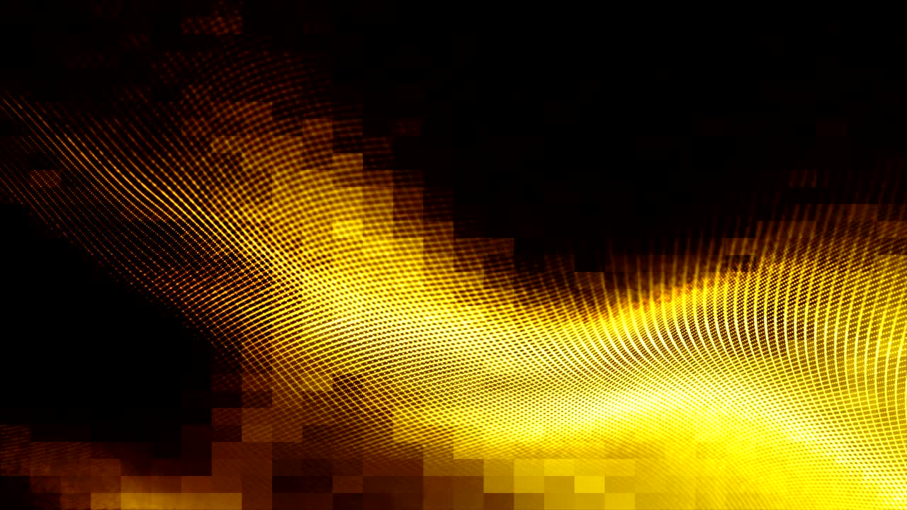 Abstract gold color digital particles wave and mosaic style motion background