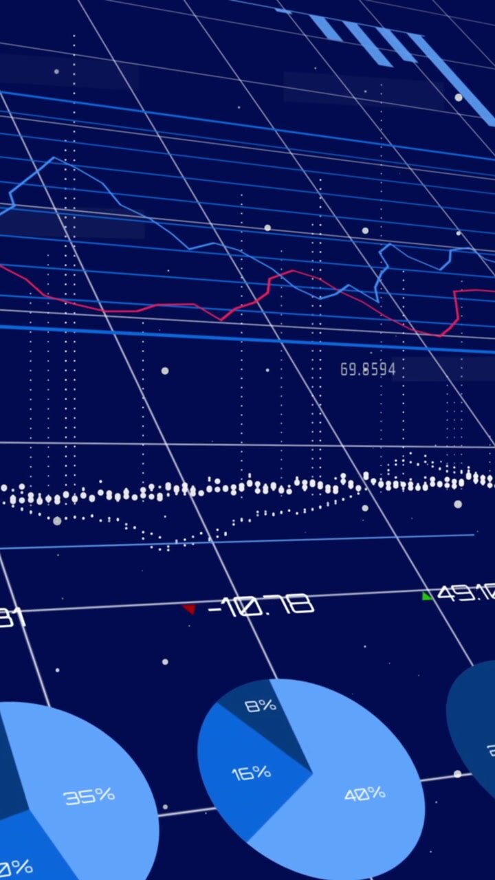Animation of data processing over blue background