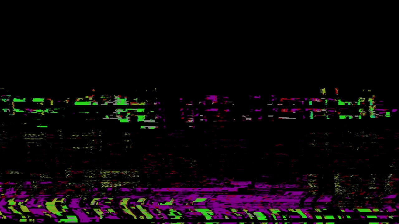 Digital Glitch and Data Corruption Effect on Black Background
