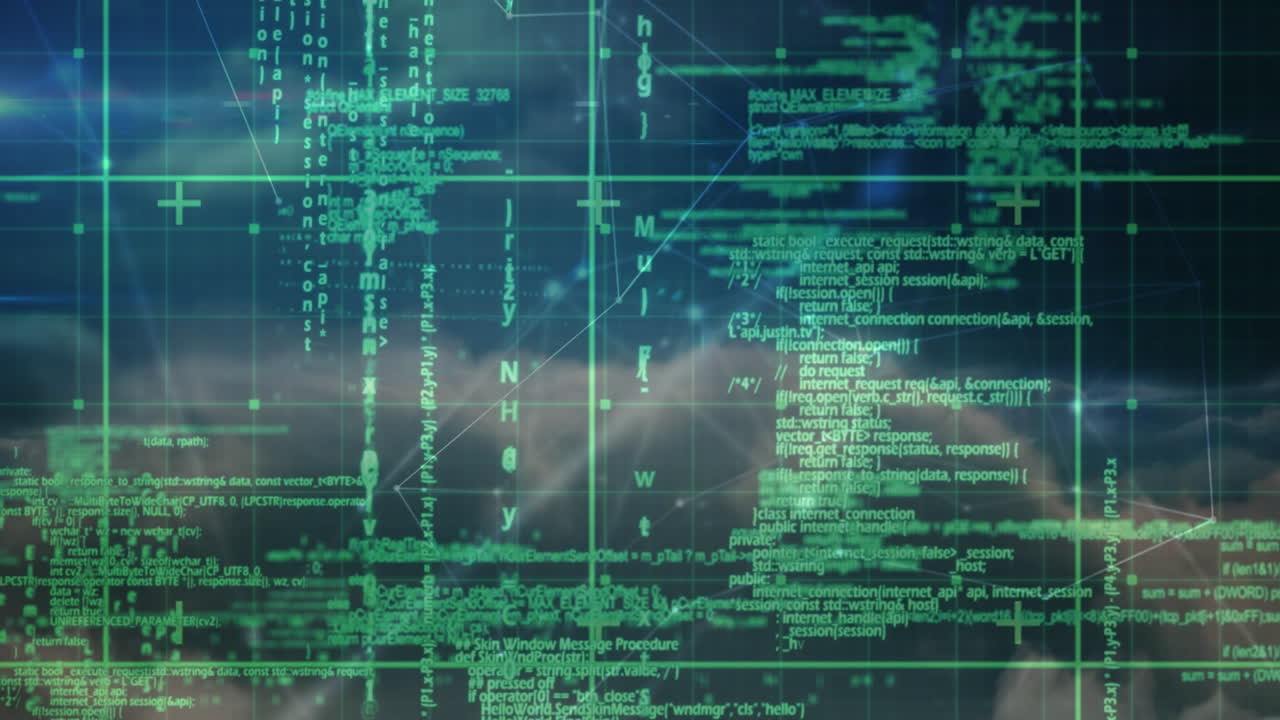 Animation of network of connections and diverse data processing in digital space