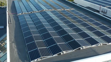 aerial view of solar panels on a building roof
