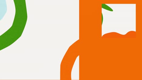 animation of green and orange organic shapes on divided orange and white background