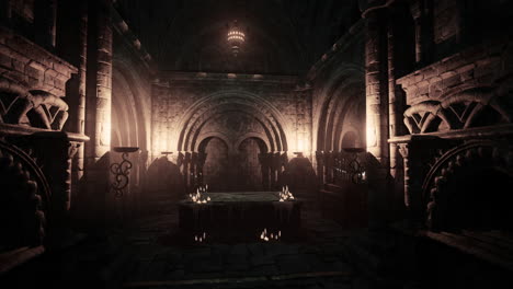 dark and gloomy gothic chapel interior