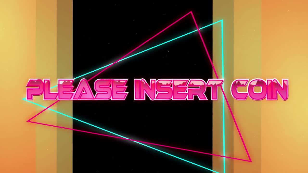 animación de por favor inserte el texto de la moneda sobre formas de neón sobre fondo negro