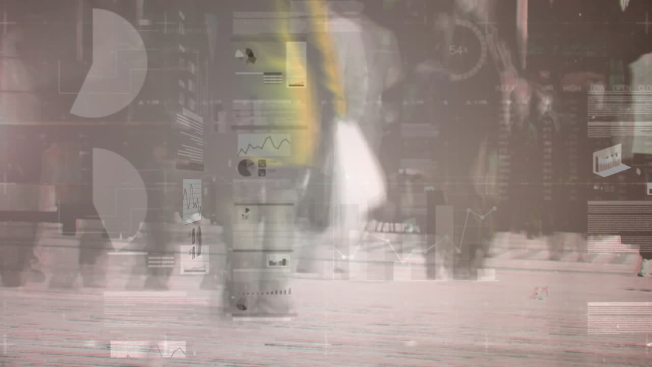 구름과 하늘 위에서 통계 처리의 애니메이션