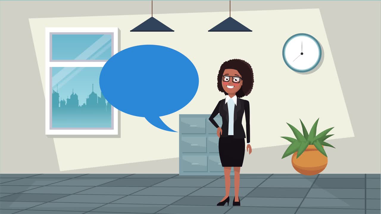 elegant successful businesswoman talking in the office