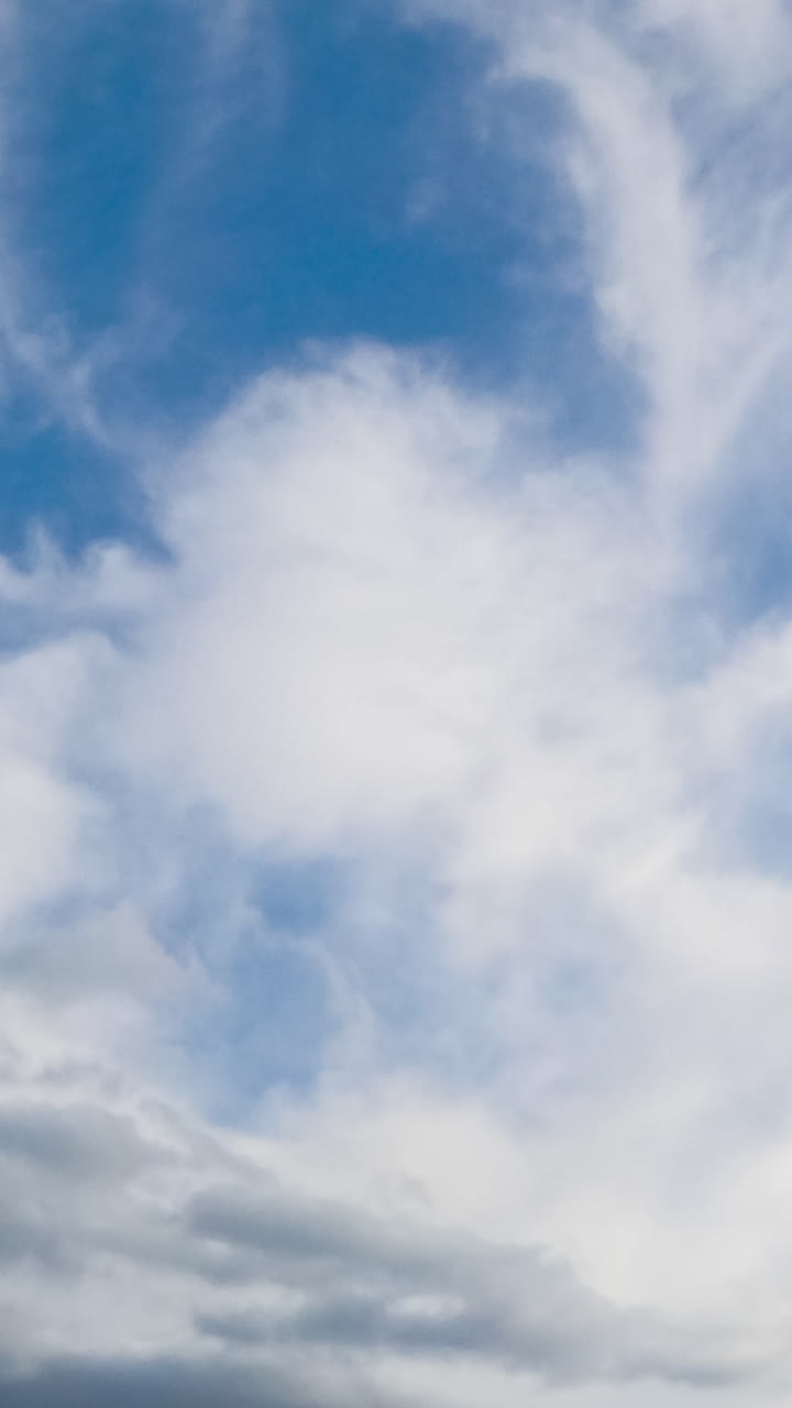 Time lapse of layer clouds on sky. Clouds flowing on blue sky.