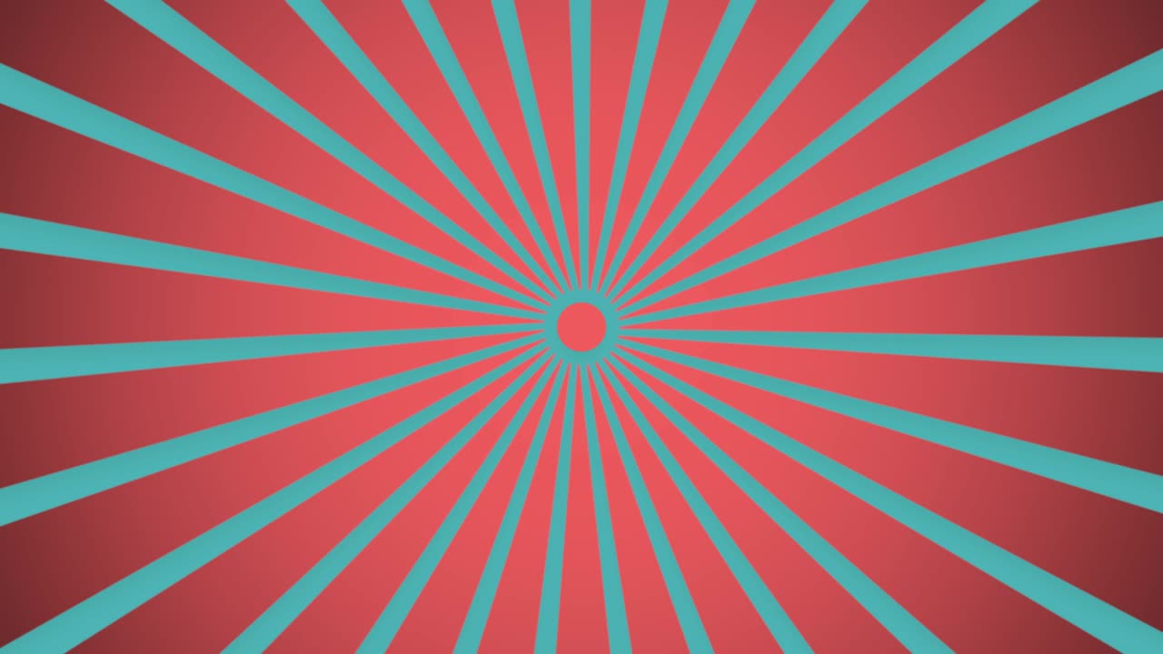 Living coral light rays rotating over turquoise background