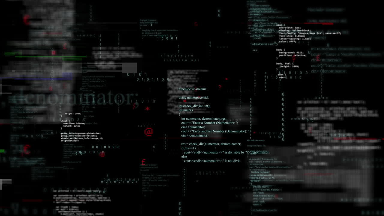 Animation of data processing on black background