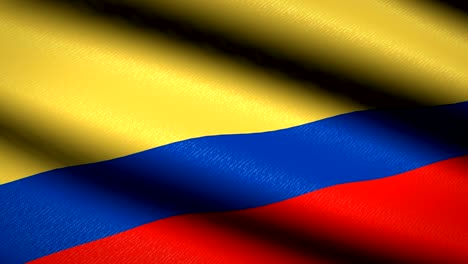 colombia flag waving textile textured background. seamless loop animation. full screen. slow motion. 4k video