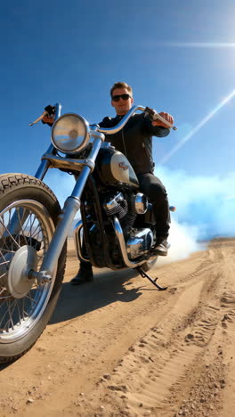 motorcycle burnout in the desert
