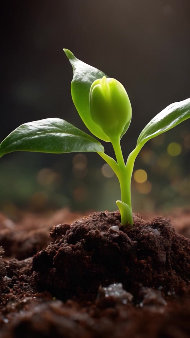 Un time-lapse di una piantina che emerge dal terreno, mostrando la trasformazione della natura dalla dormienza alla crescita in un bellissimo ambiente naturale.