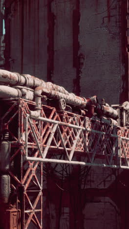 rusty pipes and metal structure in an industrial setting