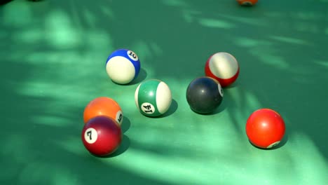 hitting billiards balls on the table in 4k slow motion 60fps