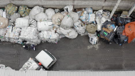 Aerial-view-of-recycling-company,-drone