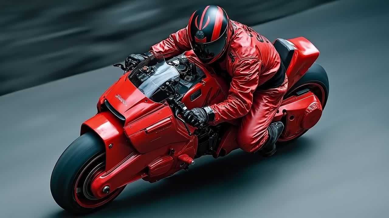 A man riding a red motorcycle on a race track
